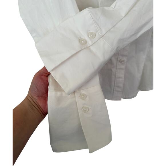 Wild Fable White Button Down Collar Long Sleeve Basics Curved Hem Dress Shirt-XS - Picture 3 of 5